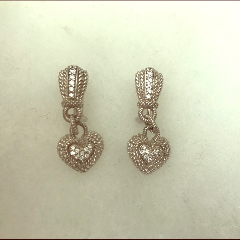 Silver Heart Drop Earrings